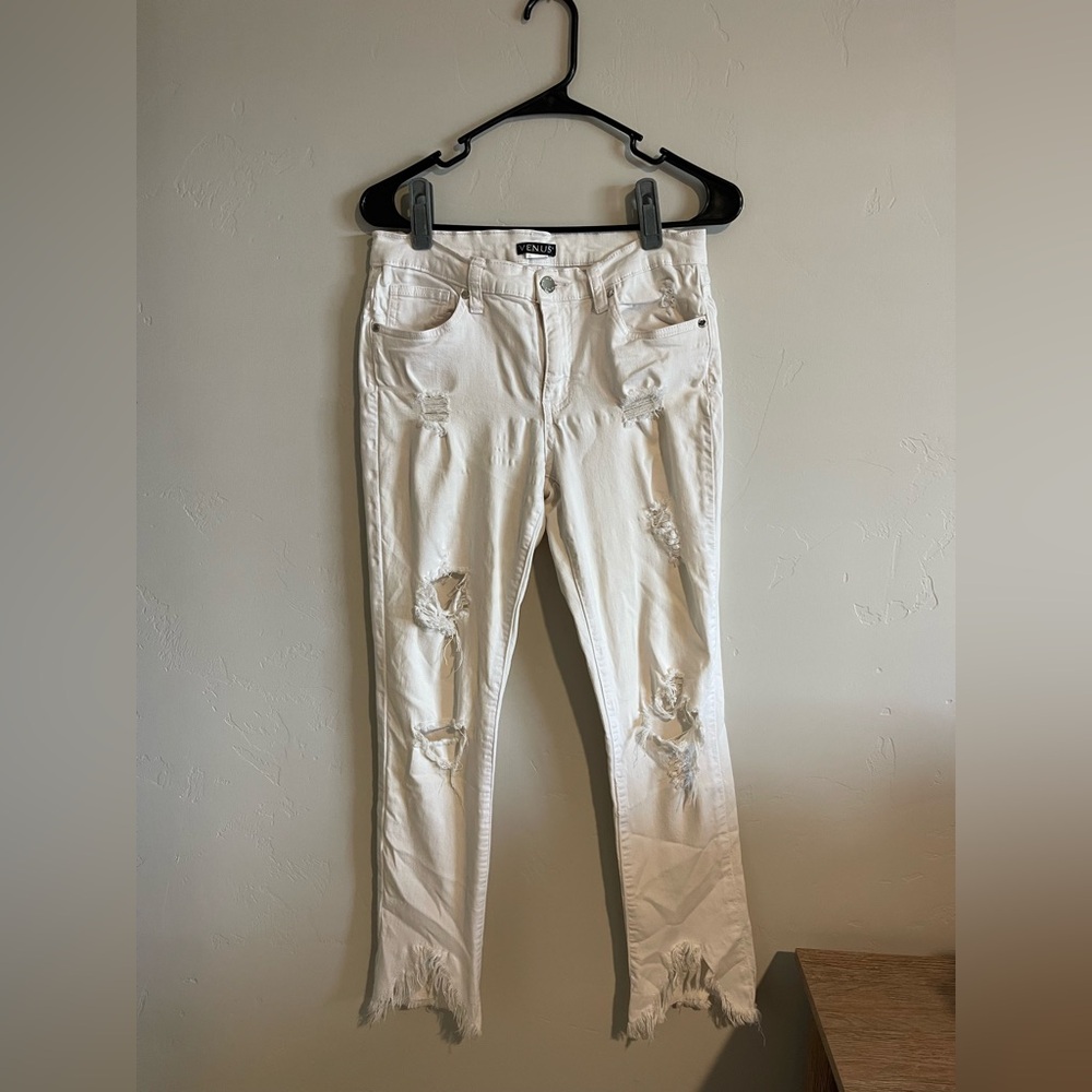 Venus Distressed White Jeans